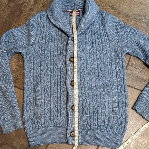 Soul Of London Grandpacore Wool Blend Cable Knit Cardigan Sweater Blue Size M - Picture 7 of 11